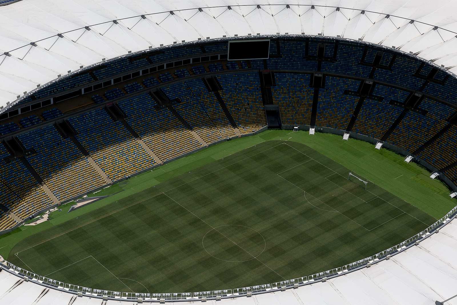 Interior of the Maracanã stadium, pitch and stands, Rio de Janeiro