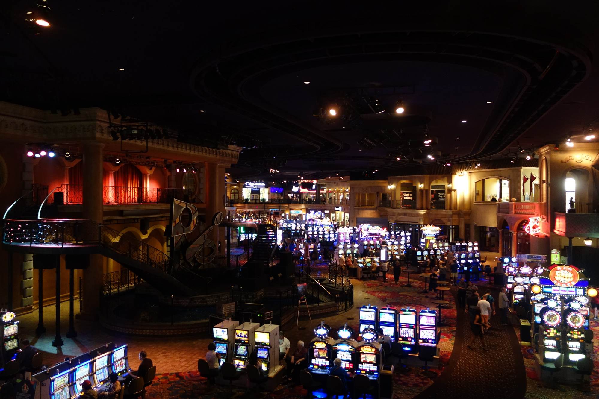 Casino gaming floor with rows of slot machines, Rio resort, Las Vegas